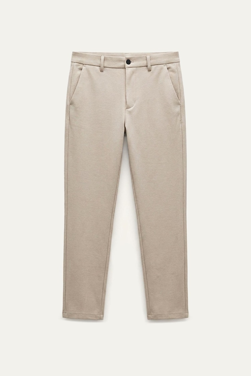 Erkek Bej Esnek Kumaş Jogger Düz Paça Pantolon