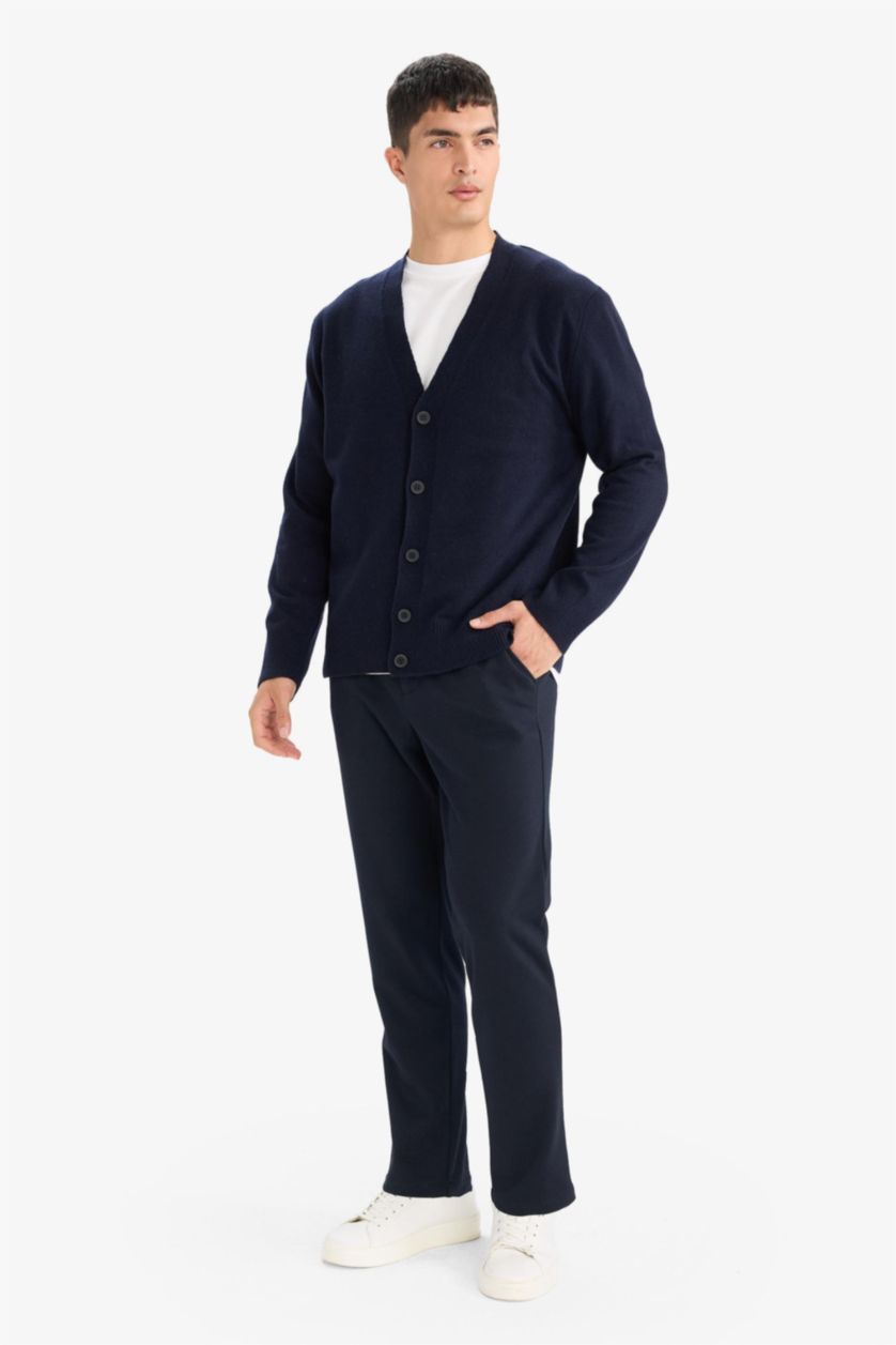 Erkek Lacivert Jogger Düz Paça Pantolon