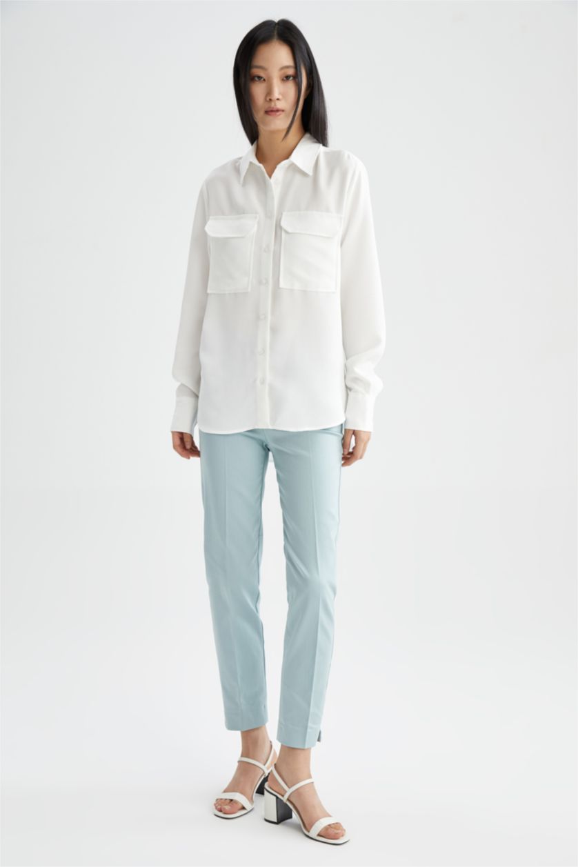 WOMAN White Oversized Long Sleeve Viscose Shirt