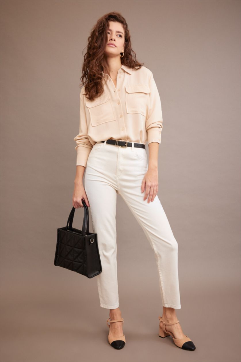 Woman Beige Regular Fit Long Sleeve Shirt
