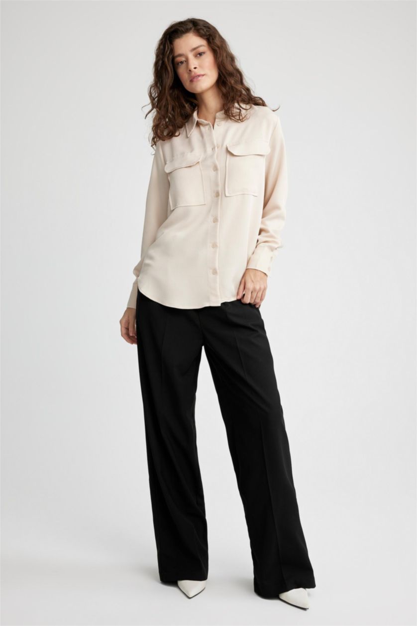 Woman Beige Regular Fit Long Sleeve Shirt