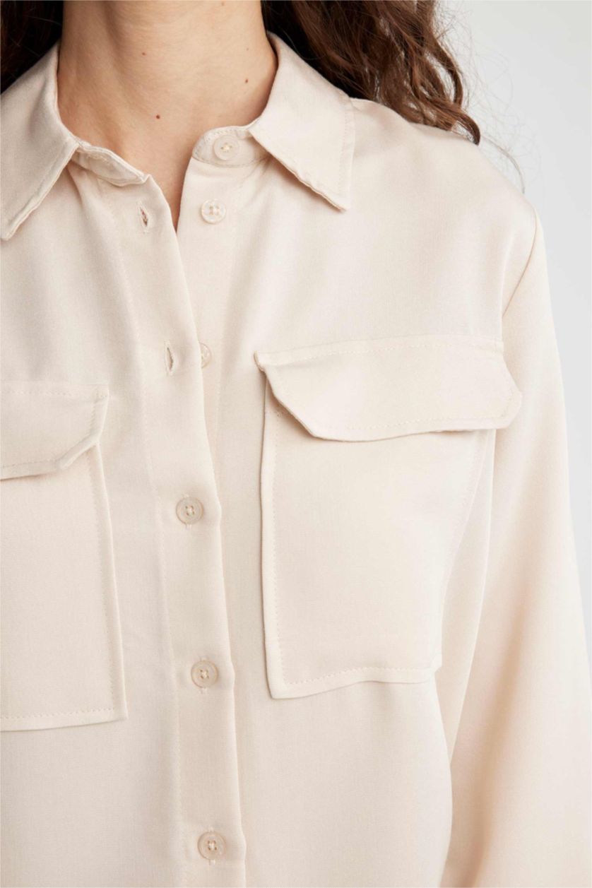 Woman Beige Regular Fit Long Sleeve Shirt