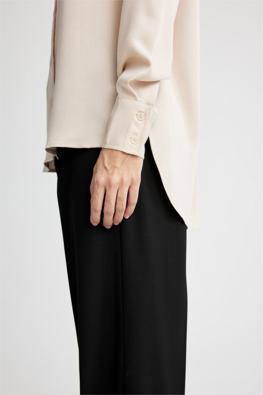 Woman Beige Regular Fit Long Sleeve Shirt