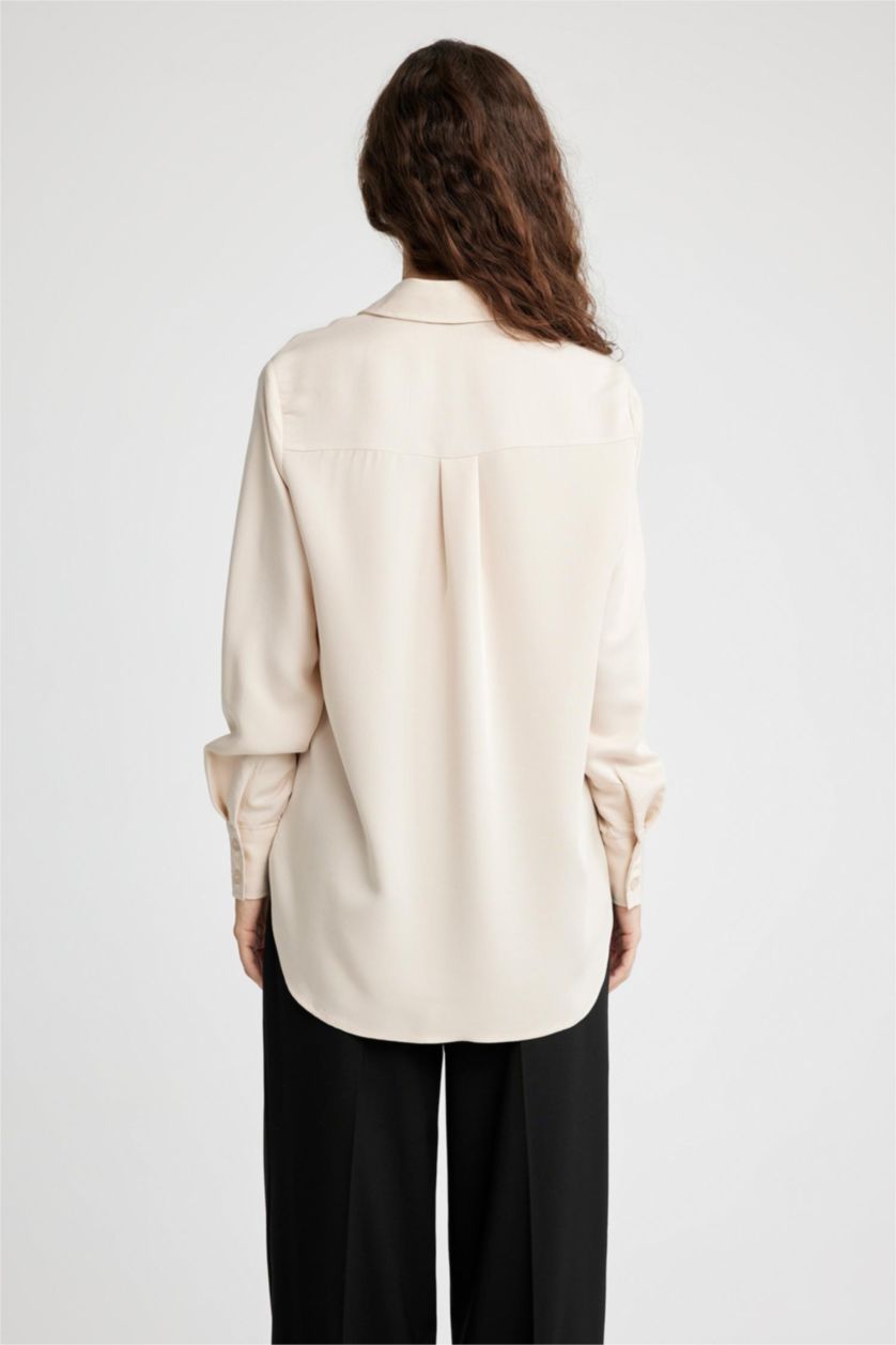 Woman Beige Regular Fit Long Sleeve Shirt