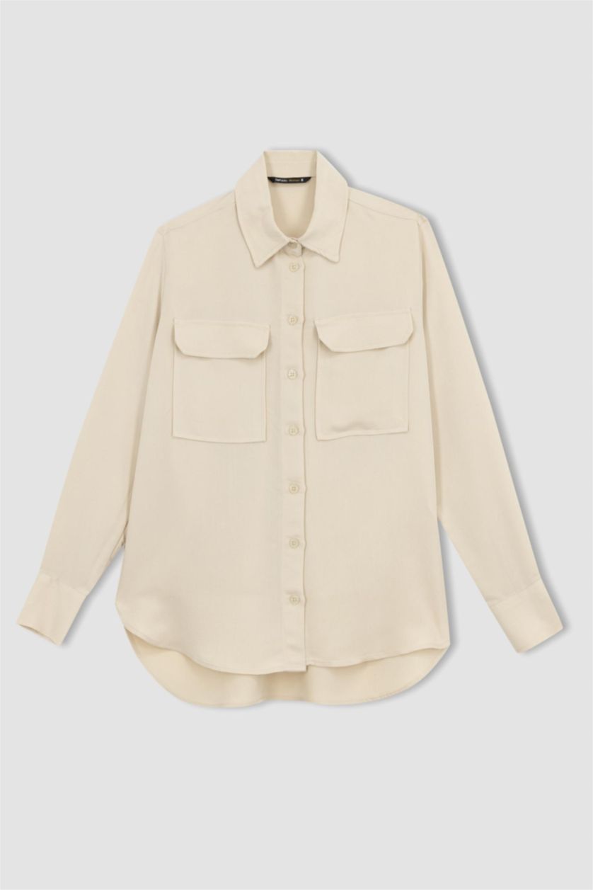 Woman Beige Regular Fit Long Sleeve Shirt