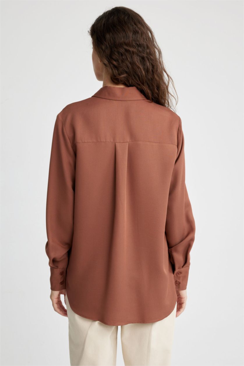 FEMME Marron Regular Fit Long Sleeve Shirt