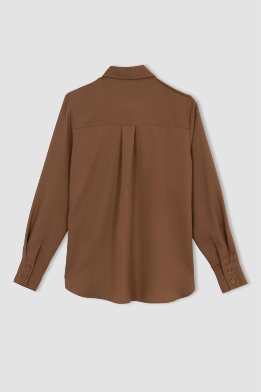 FEMME Marron Regular Fit Long Sleeve Shirt