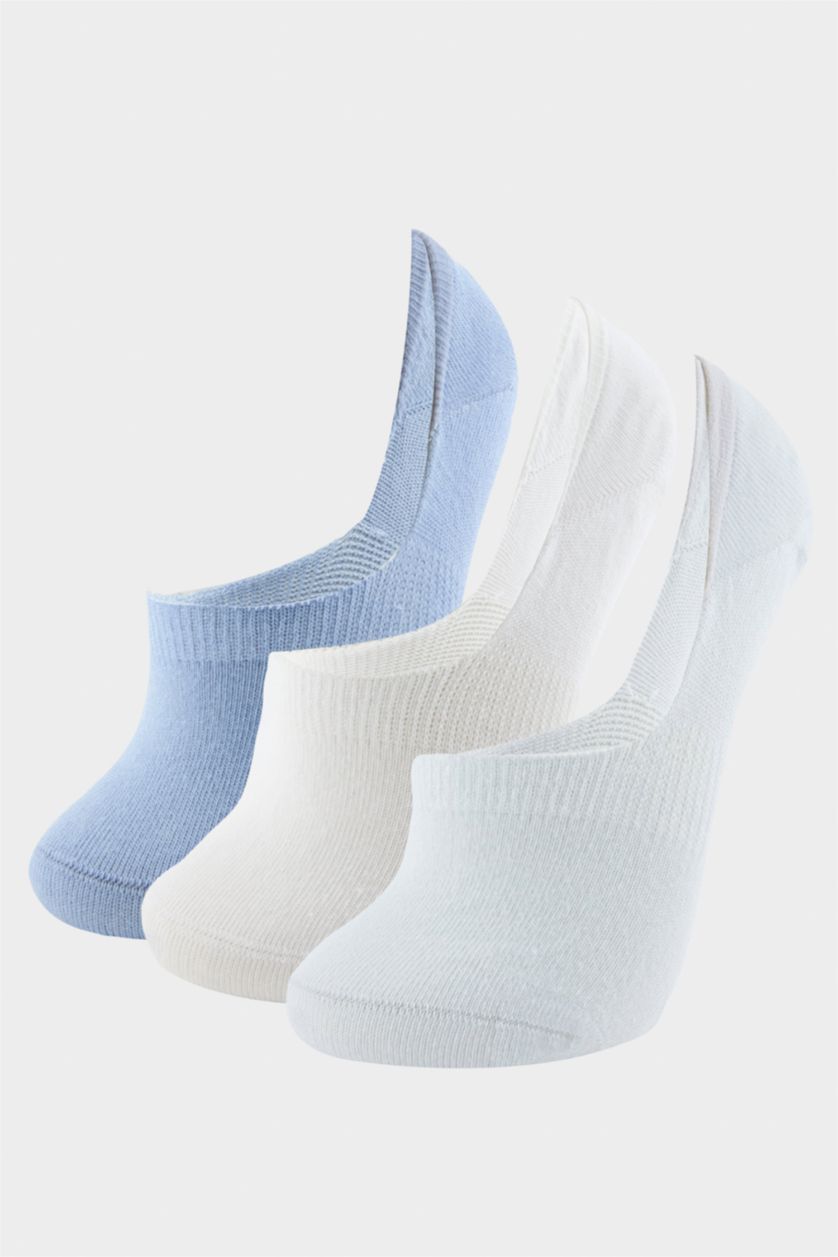 FEMME BLEU Clair Lot de 3 Chaussettes invisibles en coton pour femme