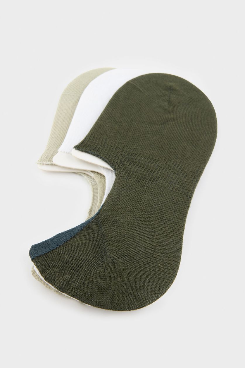 Kadın Yeşil Kadın Basıc Düz Görünmez 3'lü Pamuklu Babet Çorap
