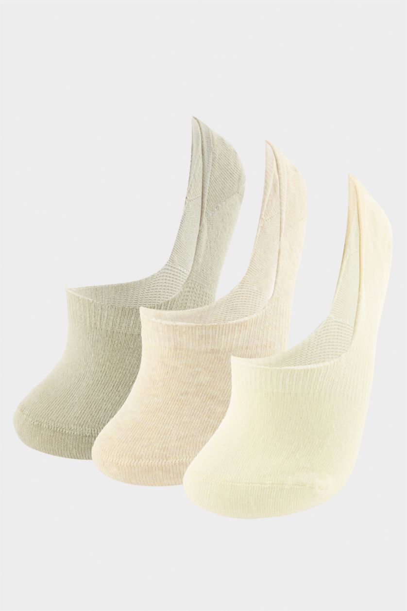 FEMME Jaune Clair Lot de 3 Chaussettes courtes invisibles en coton pour femme