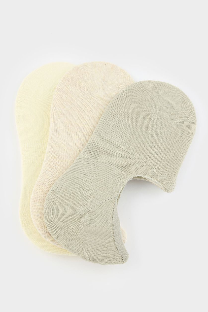 FEMME Jaune Clair Lot de 3 Chaussettes courtes invisibles en coton pour femme