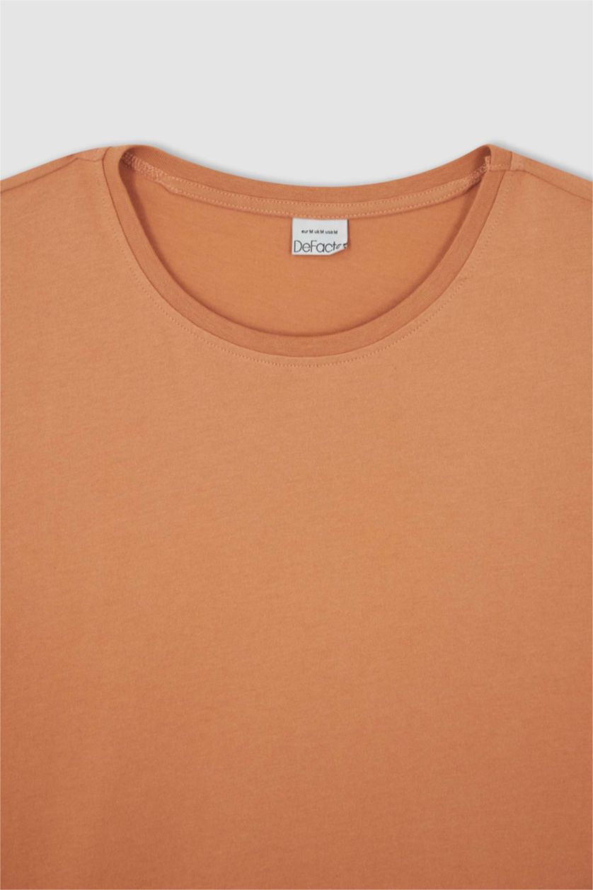 Erkek Gülkurusu Oversize Geniş Kalıp Bisiklet Yaka Basic Düz Kısa Kollu %100 Pamuk Tişört