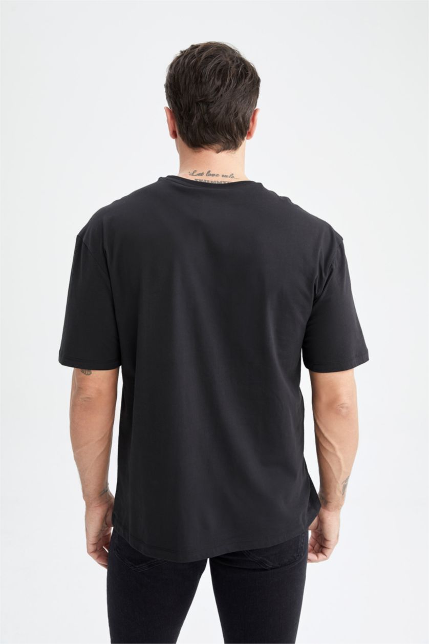 MAN Black Oversize Fit Crew Neck Short Sleeve Cotton T-Shirt