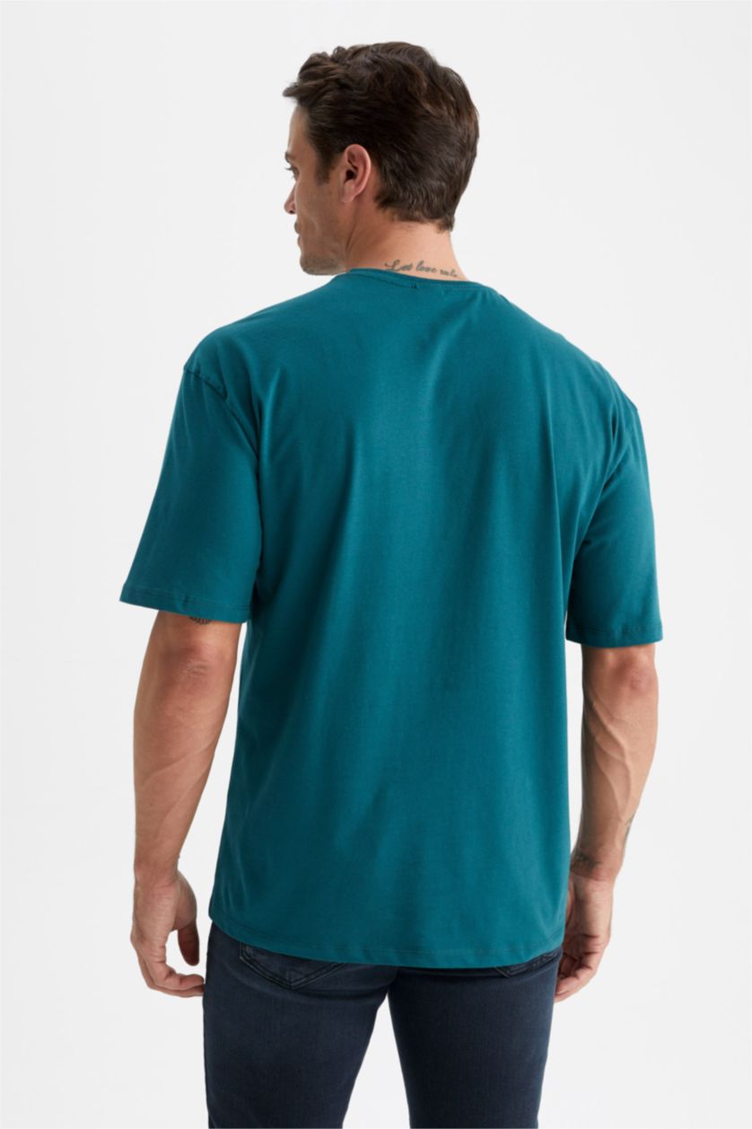 MAN Green Oversize Fit Crew Neck Short Sleeve Cotton T-Shirt