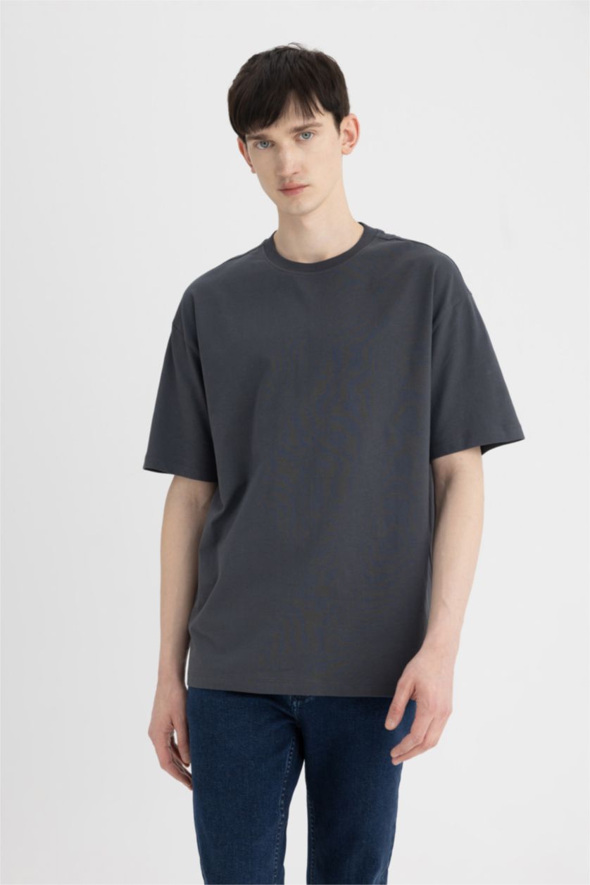 MAN Anthracite Oversize Fit Crew Neck Short Sleeve T-Shirt