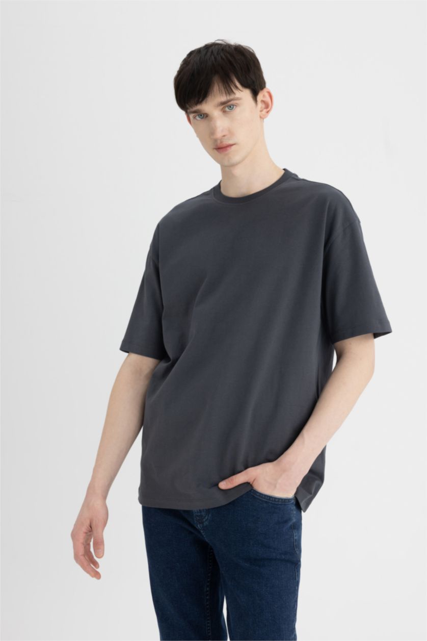 MAN Anthracite Oversize Fit Crew Neck Short Sleeve T-Shirt
