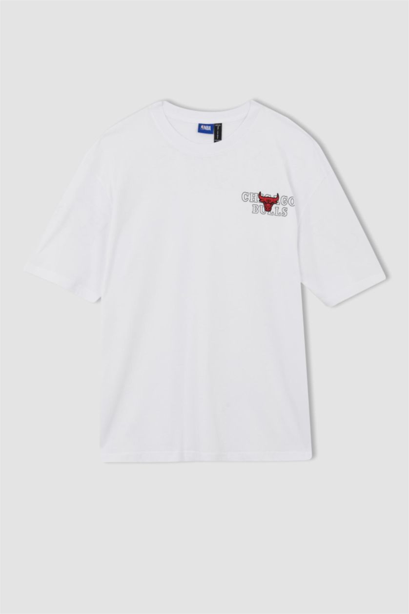MAN White DeFactoFit NBA Chicago Bulls Oversize Fit T-Shirt