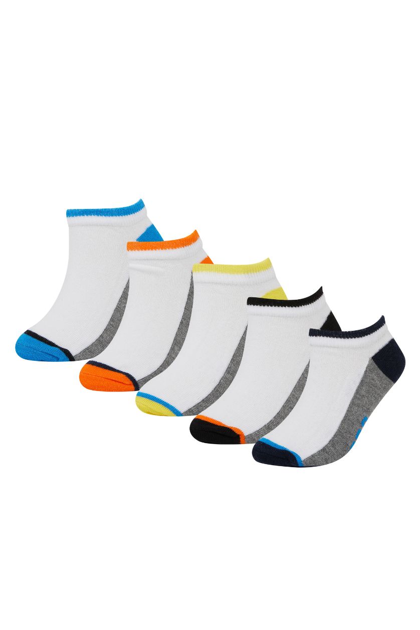 Boys & Teens White Boy Patterned 5 Pack Booties Socks