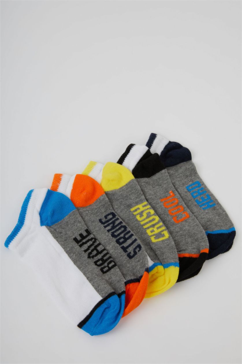 Boys & Teens White Boy Patterned 5 Pack Booties Socks