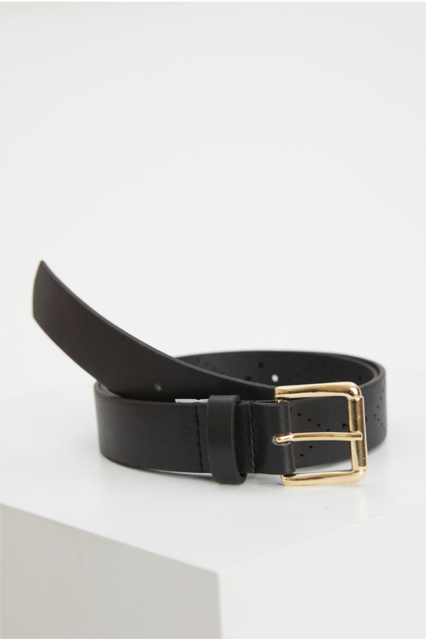 Women Black Faux Leather Belt