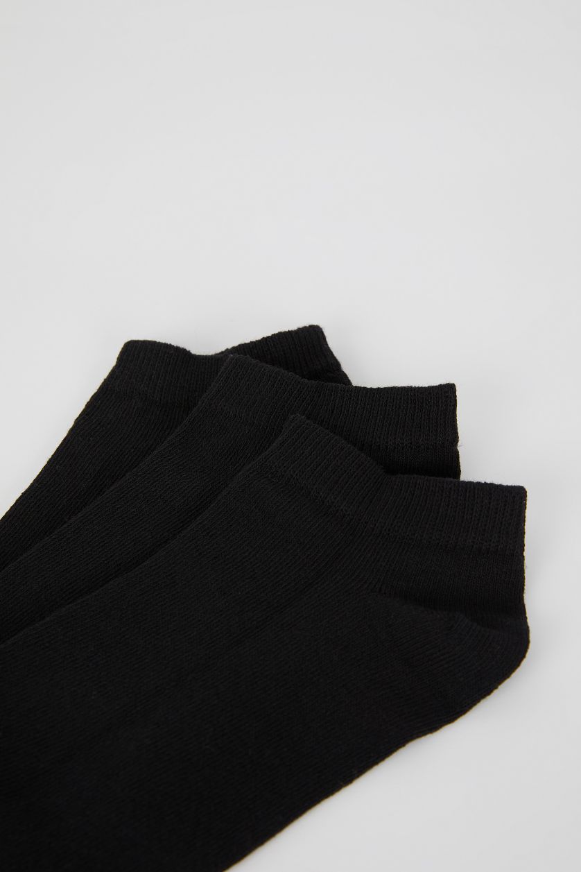 Kadın Siyah Kadın Basıc Düz 3'lü Pamuklu Patik Çorap