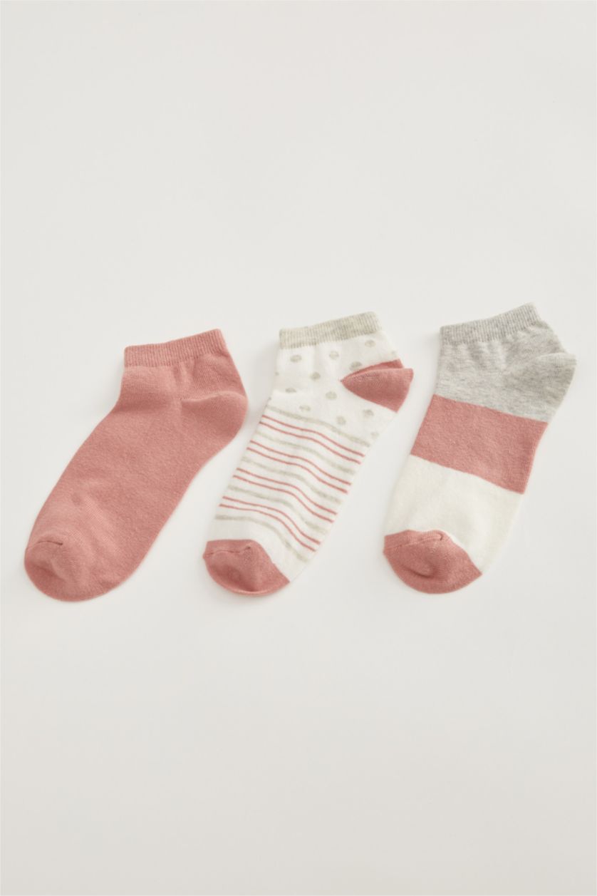 Kadın Gülkurusu Kadın 3'lü Pamuklu Patik Çorap