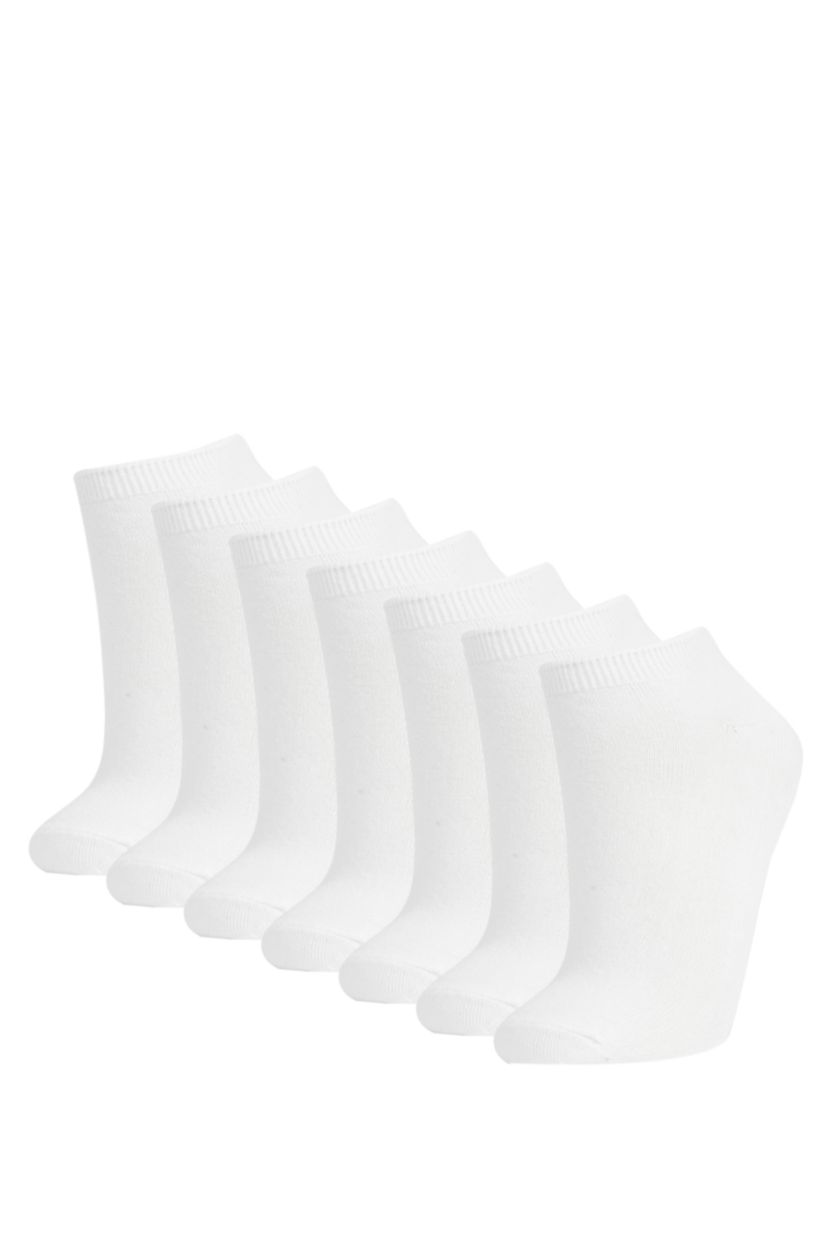 Women White Women's Cotton 7-Pack Short Socks
