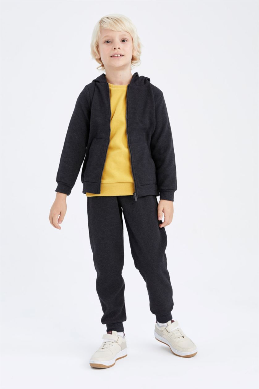 BOYS & TEENS Anthracite Melange Regular Fit Hooded Cardigan