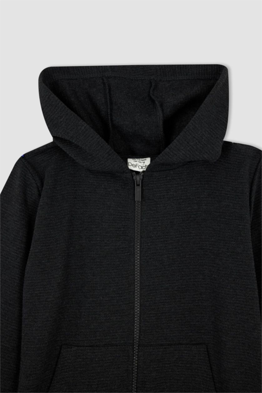 BOYS & TEENS Anthracite Melange Regular Fit Hooded Cardigan