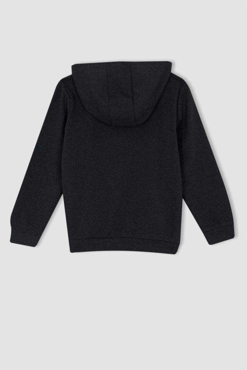 BOYS & TEENS Anthracite Melange Regular Fit Hooded Cardigan