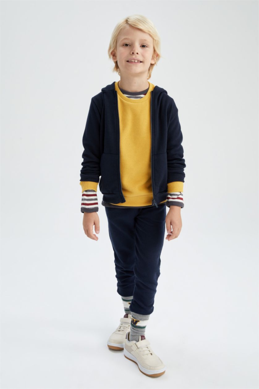 BOYS & TEENS NAVY Regular Fit Hooded Cardigan