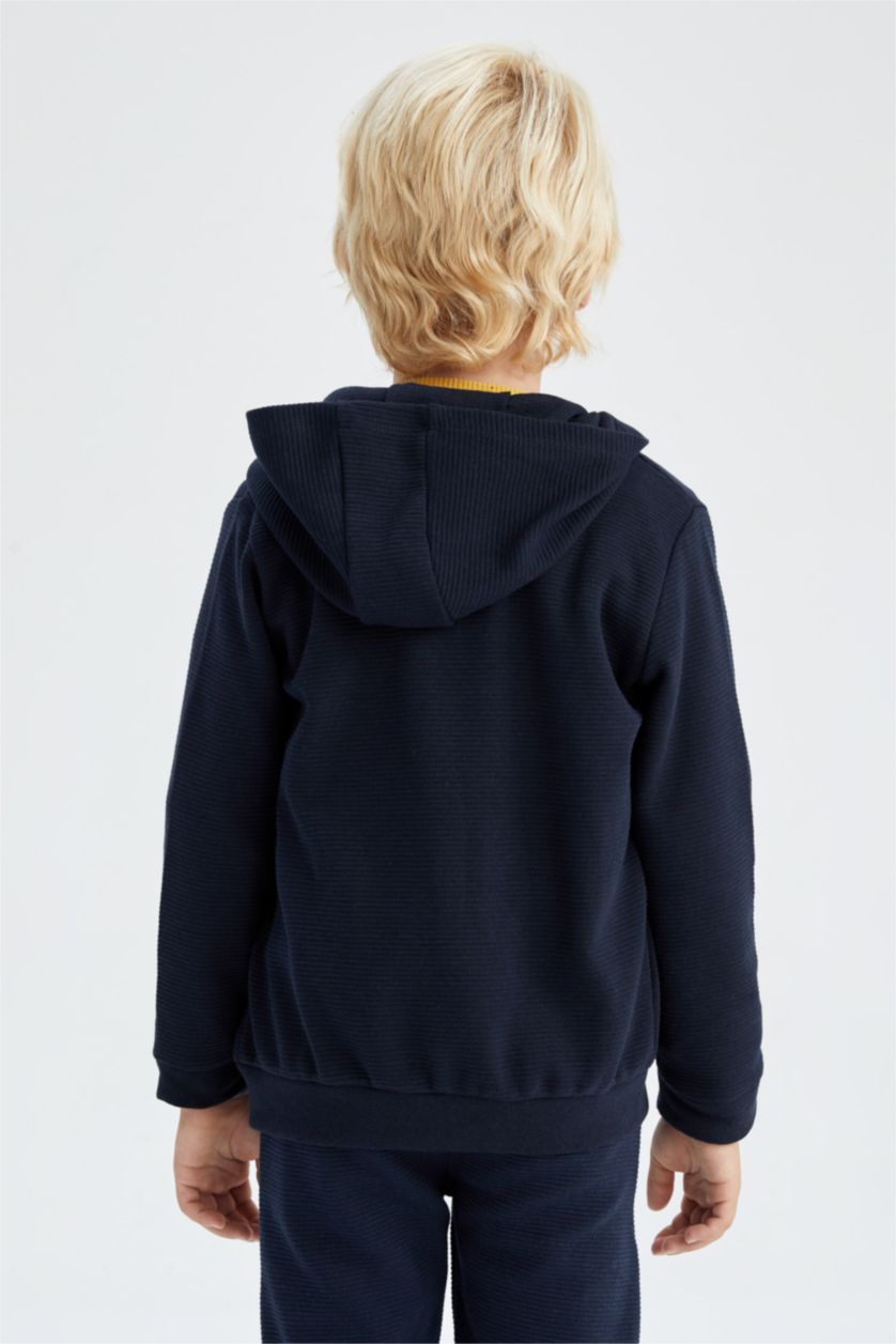 BOYS & TEENS NAVY Regular Fit Hooded Cardigan