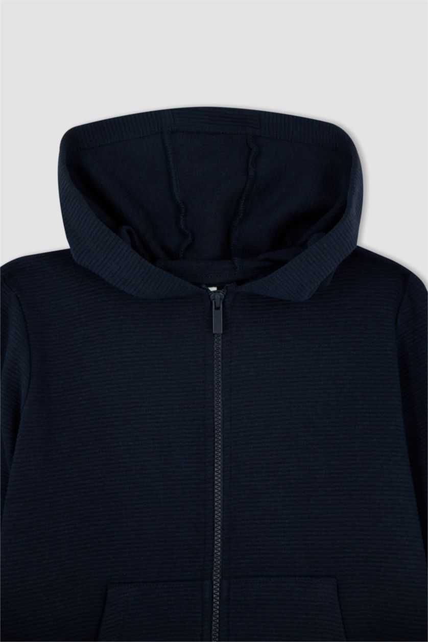 BOYS & TEENS NAVY Regular Fit Hooded Cardigan