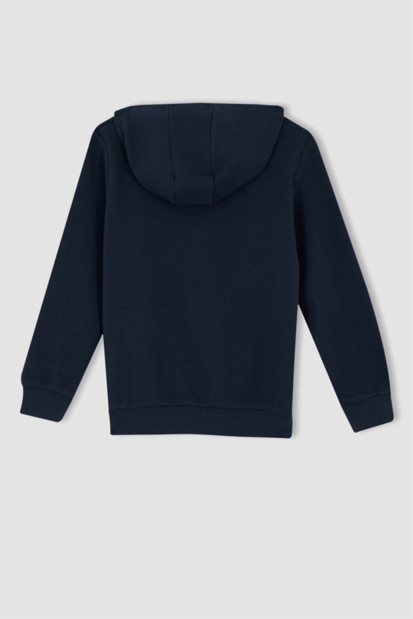 BOYS & TEENS NAVY Regular Fit Hooded Cardigan
