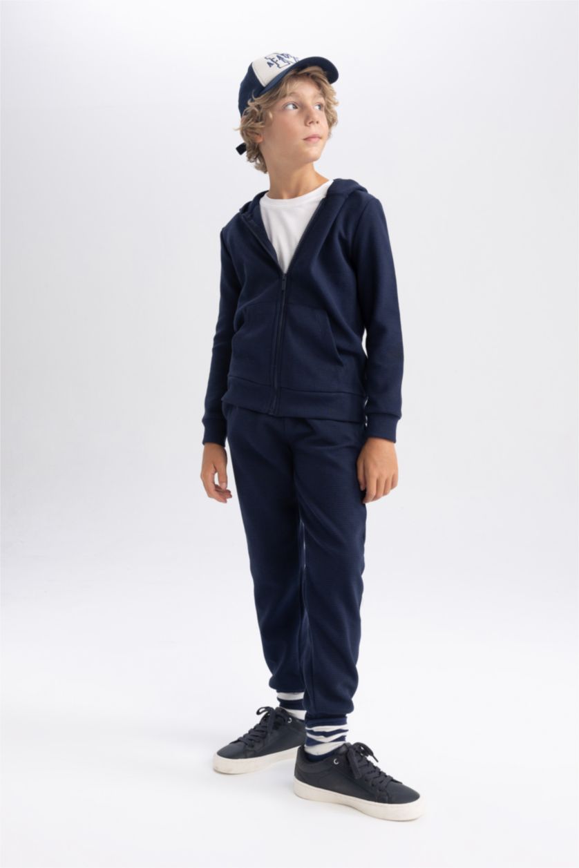 BOYS & TEENS NAVY Regular Fit Hooded Cardigan