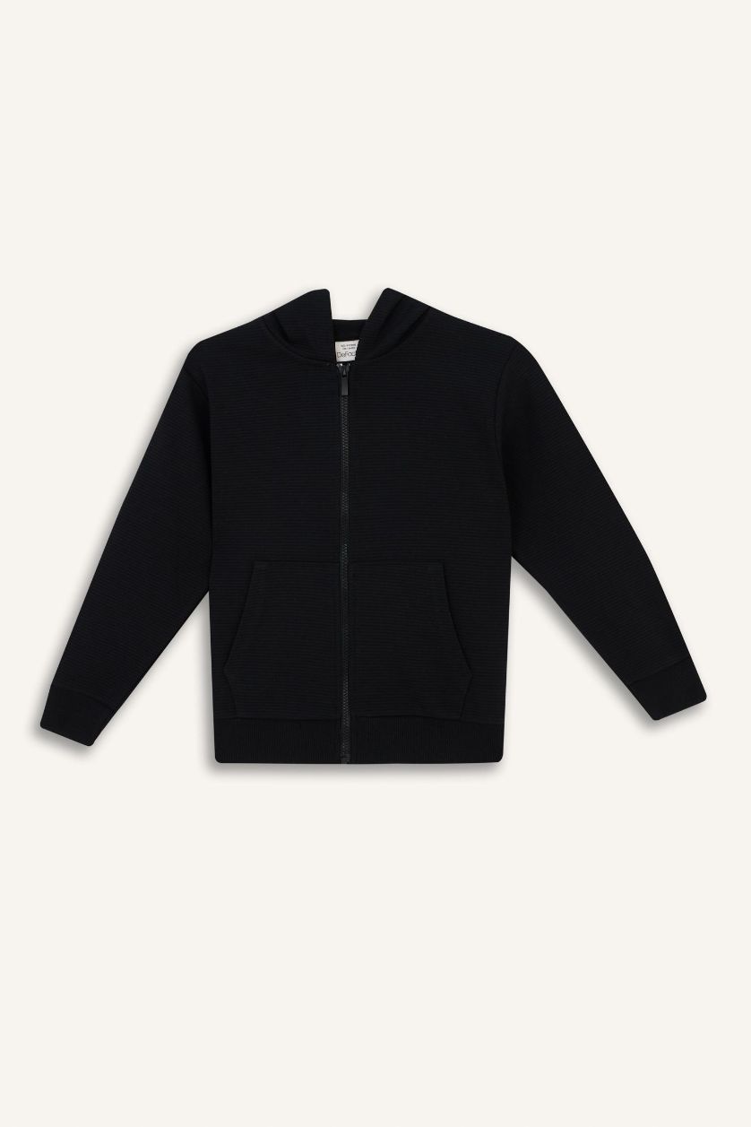 Мальчики и подростки Черный Кардиган базовый с капюшоном для мальчиков, Школьная коллекция