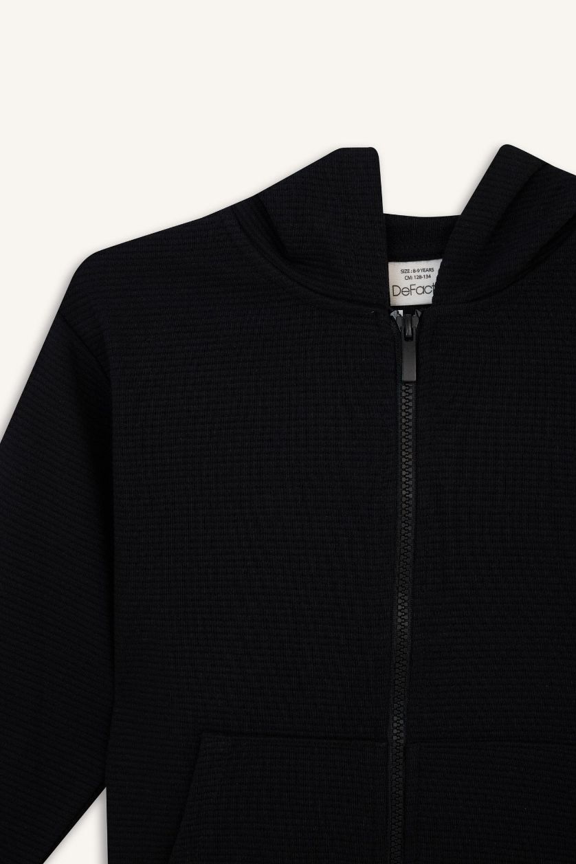 Мальчики и подростки Черный Кардиган базовый с капюшоном для мальчиков, Школьная коллекция