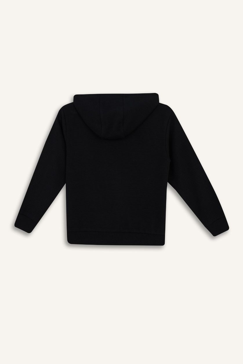 Мальчики и подростки Черный Кардиган базовый с капюшоном для мальчиков, Школьная коллекция