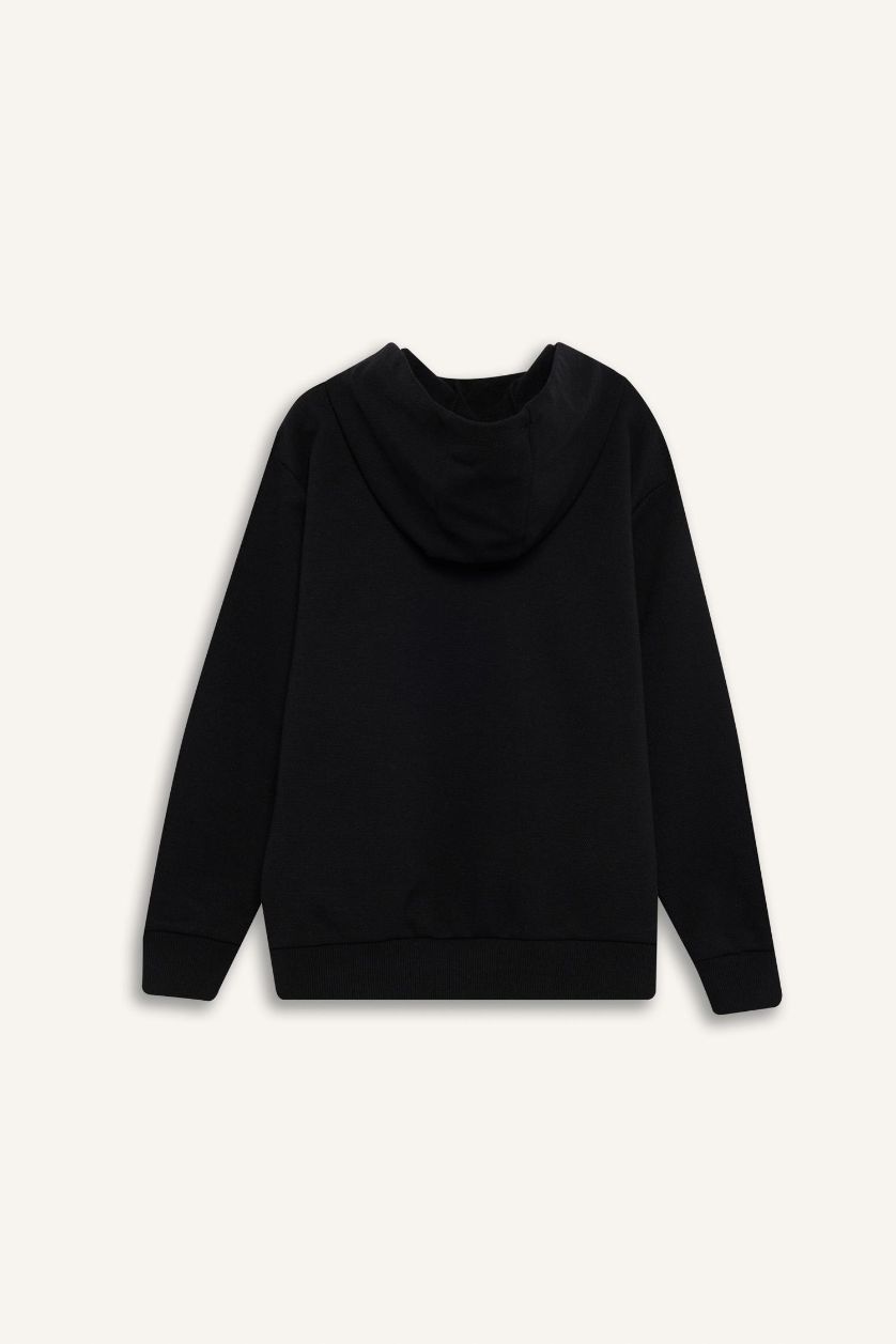 Erkek Çocuk - Genç Erkek Lacivert Kapüşonlu Okul Fermuarlı Sweatshirt Erkek Çocuk