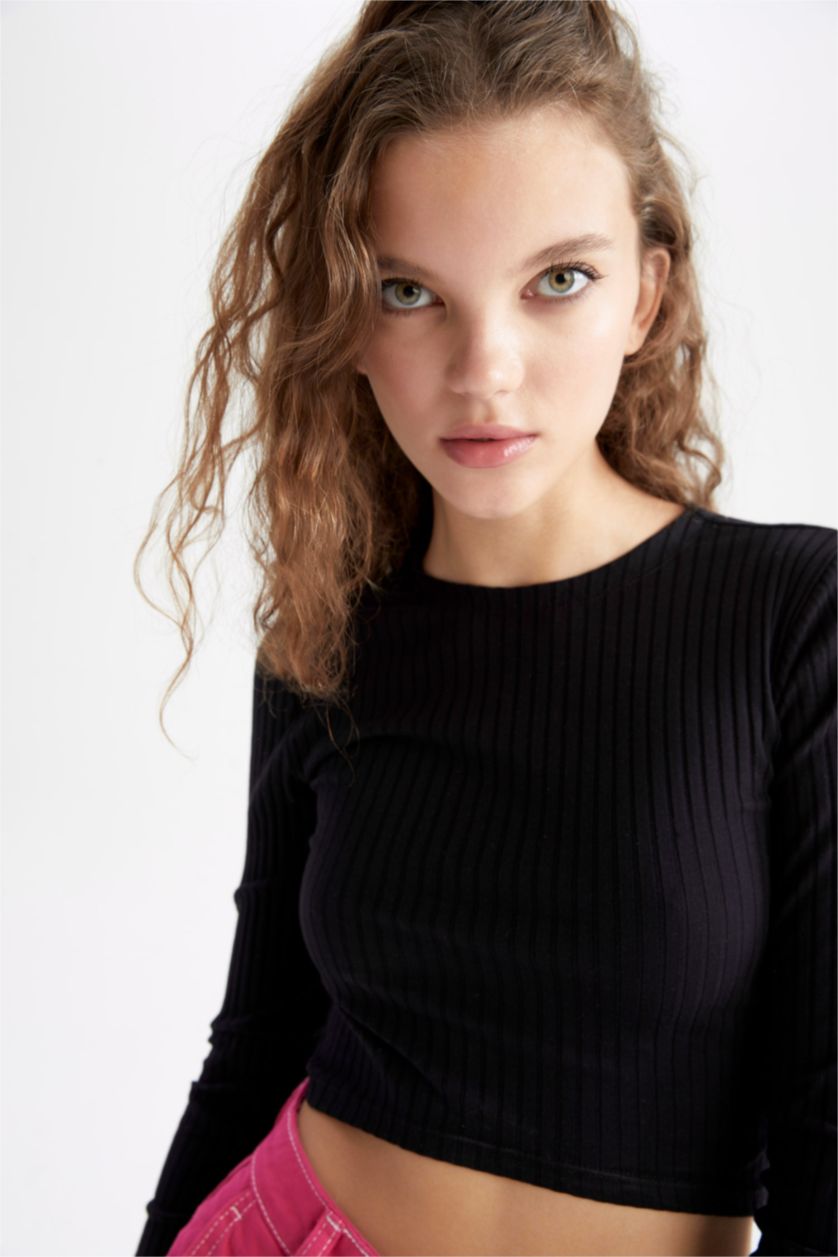 WOMAN Black Slim Fit Camisole Long Sleeve T-Shirt