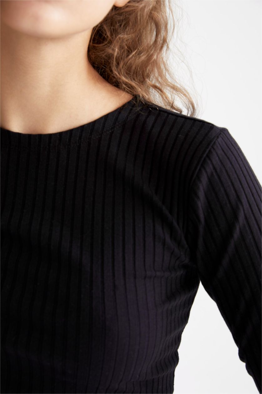 WOMAN Black Slim Fit Camisole Long Sleeve T-Shirt