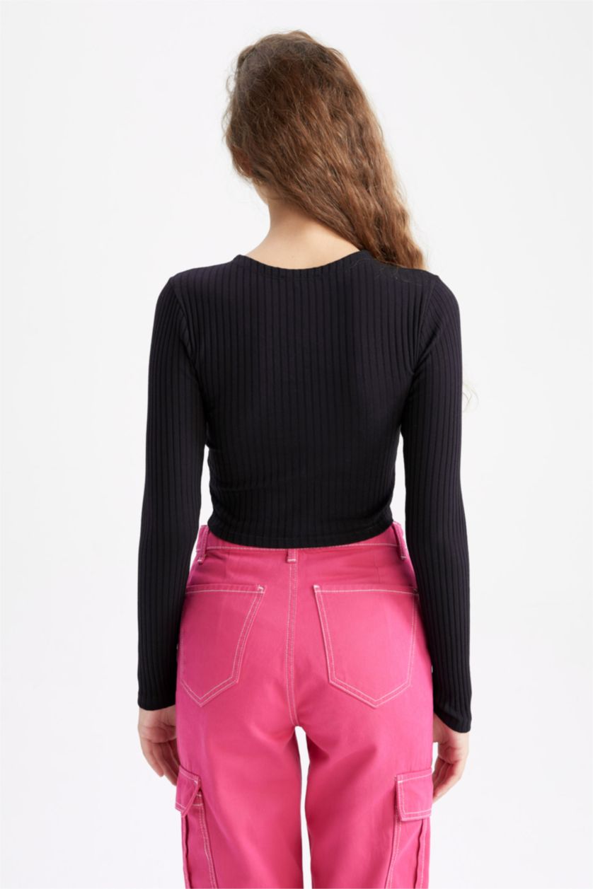 WOMAN Black Slim Fit Camisole Long Sleeve T-Shirt