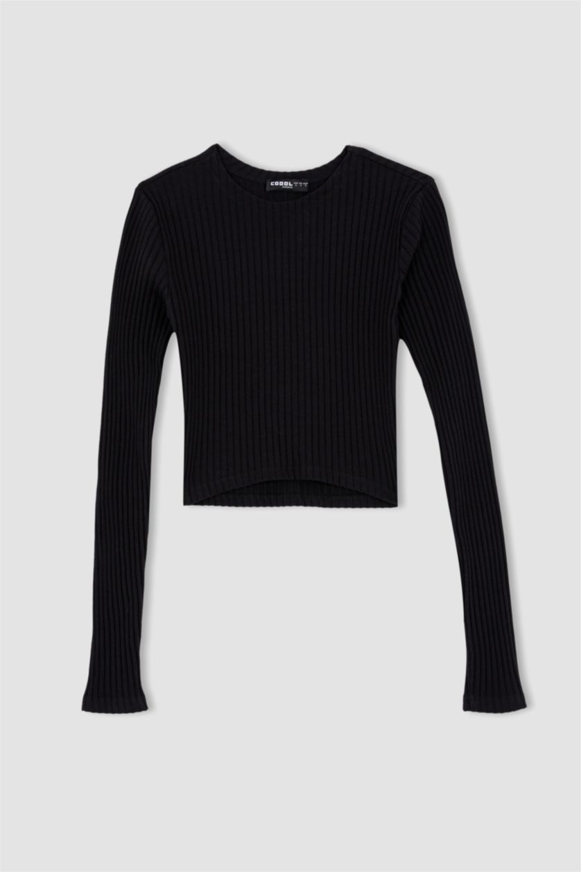 WOMAN Black Slim Fit Camisole Long Sleeve T-Shirt