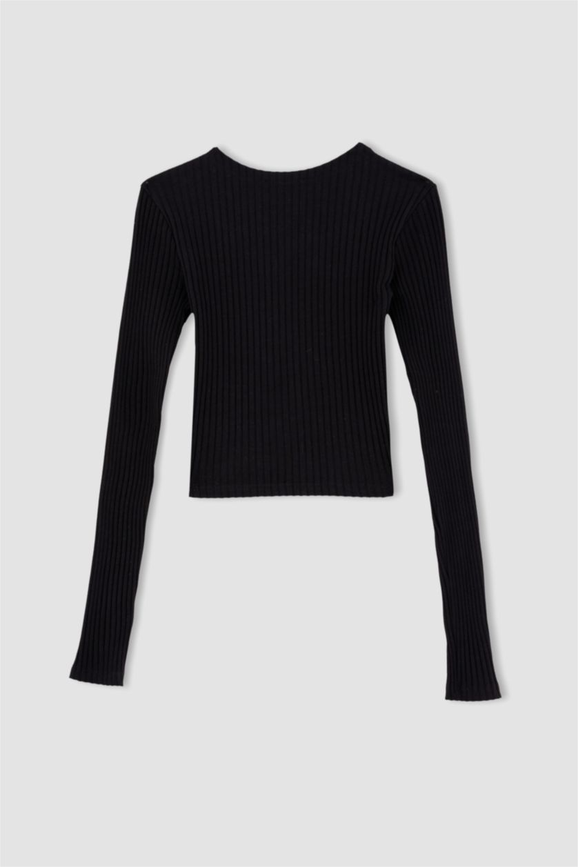 WOMAN Black Slim Fit Camisole Long Sleeve T-Shirt