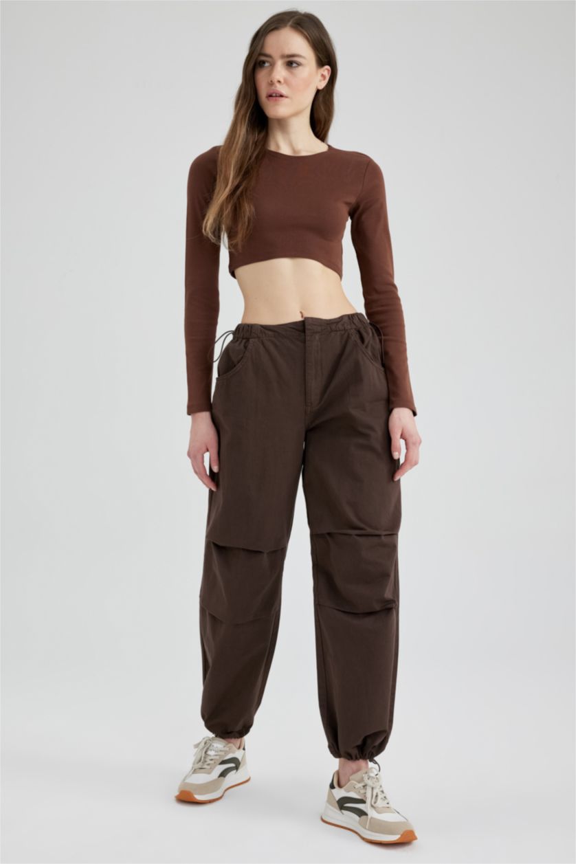 FEMME Marron T-Shirt À Manches Longues En Tricot Coupe Slim