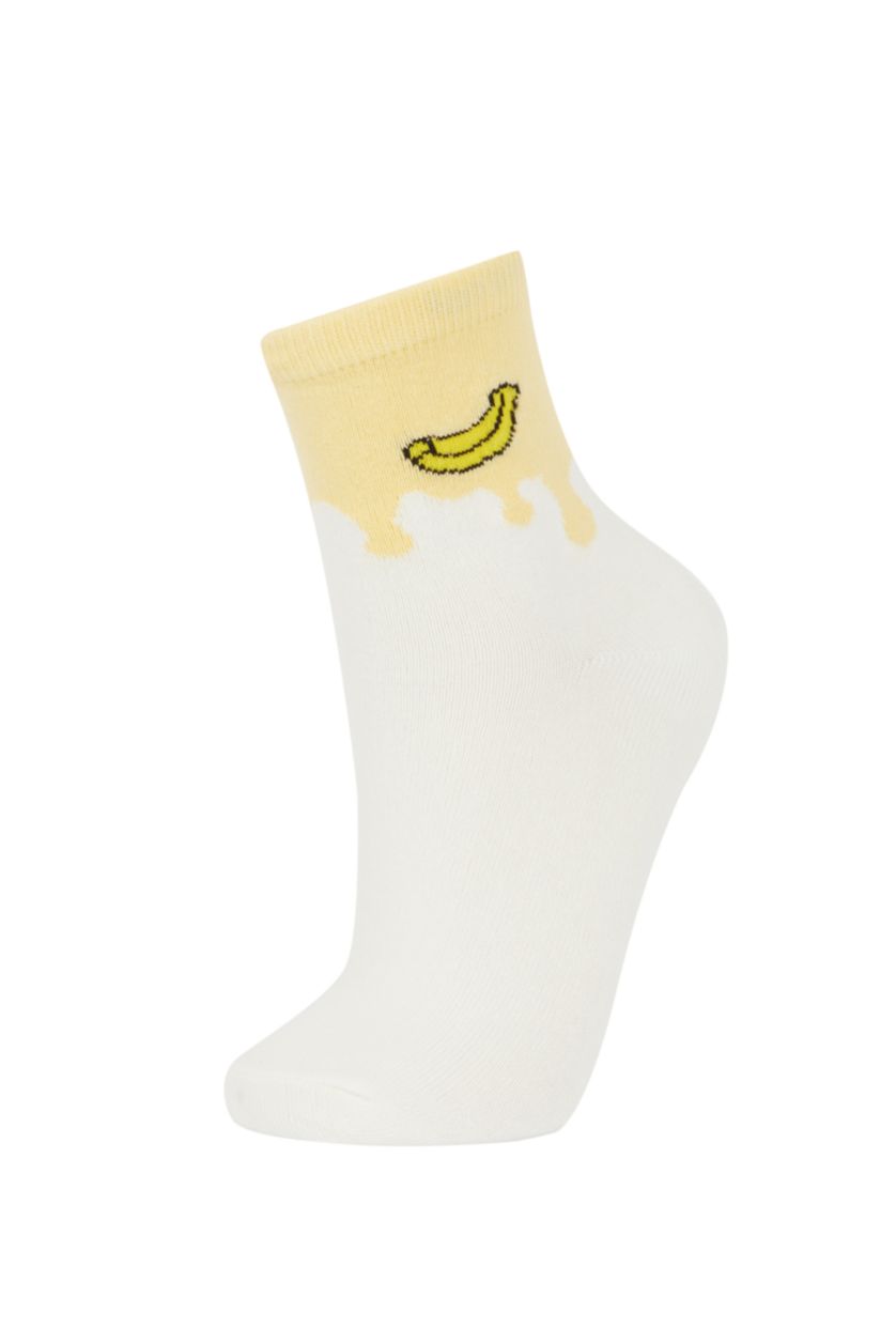 Kadın Karma Meyve Desenli 3'lü Soket Çorap