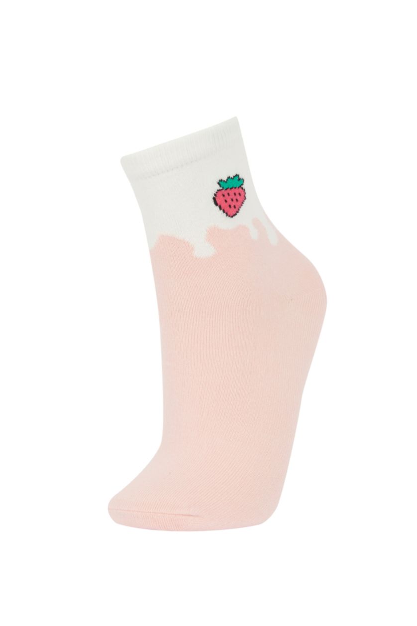 Kadın Karma Meyve Desenli 3'lü Soket Çorap