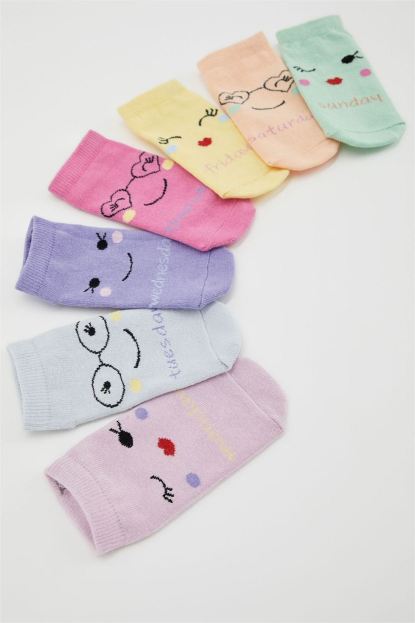 Kız Çocuk - Genç Kız Karma Kız Çocuk 7'li Pamuklu Patik Çorap