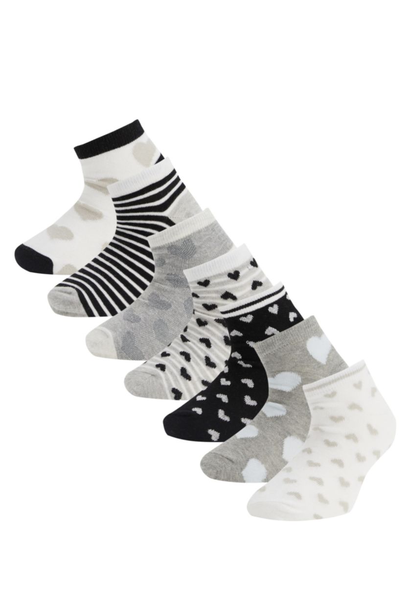 GIRLS & TEENS Grey Melange Girls' Cotton 7-Pack Short Socks