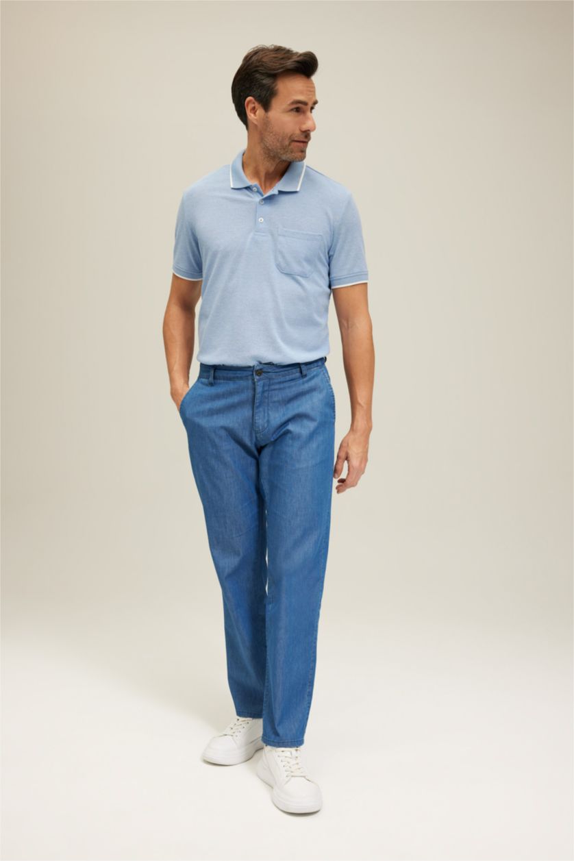 Мужчины Голубрй Regular Fit Pique Short Sleeve Polo T-Shirt